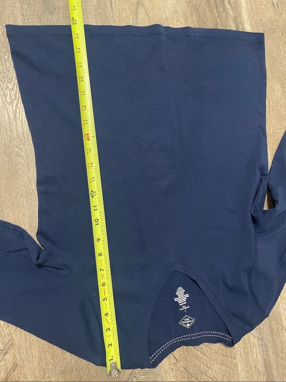 St. John's Bay Navy V-Neck Long Sleeve Top - Picture 4 of 5